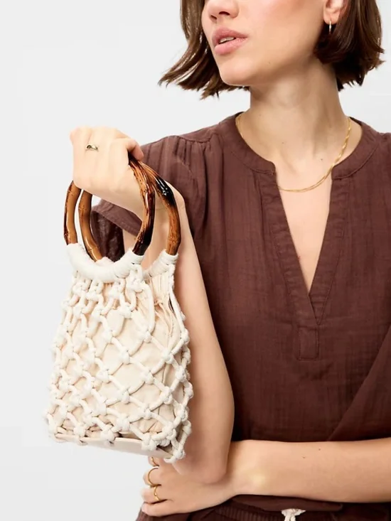 Old Navy Macrame Ring Handle Bag