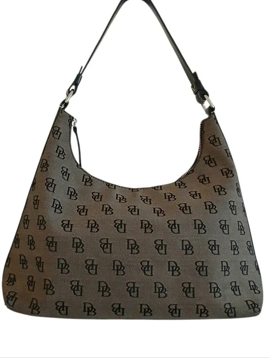 VINTAGE Y2K DOONEY & BOURKE Signature Monogram Canvas Leather Hobo Bag Preppy