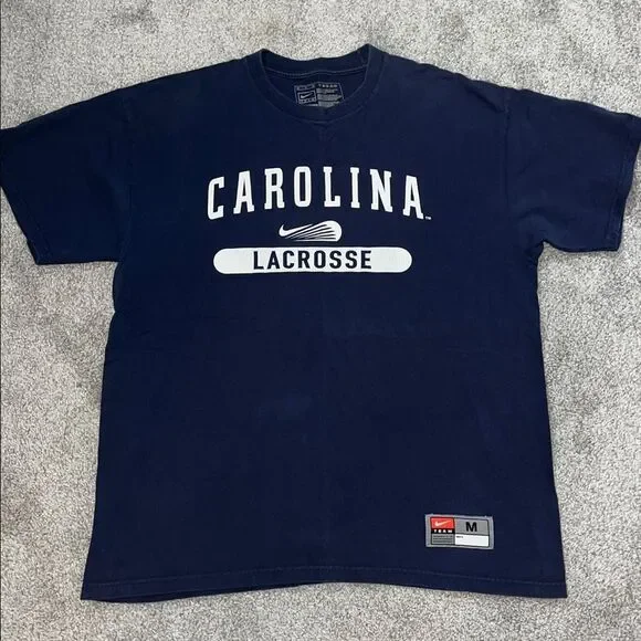 UNC North Carolina Tarheel Tar Heel lacrosse Lax Nike Team T Shirt M Navy blue