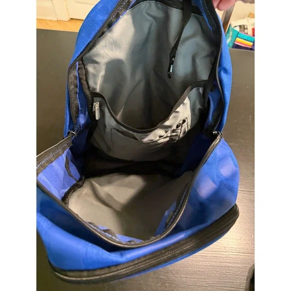 Nike Blue Backpack School Sports Bag Swoosh Logo Mesh Pockets 18 Inch