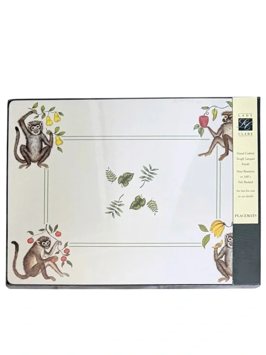Lady Clare Handcrafted Placemat Set Featuring “Monkey Business