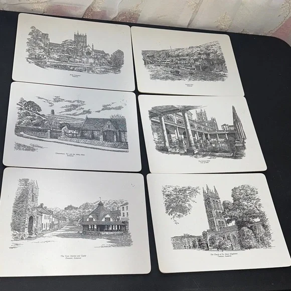 England vintage historic melamine cork placemats set of 6