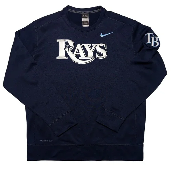 NIKE Tampa Bay Rays MLB Performance Sweatshirt Navy Blue Large L