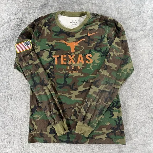 Nike x TEXAS LONGHORNS Salute To Service Long-Sleeve Men’s Small Camo Dri-fit