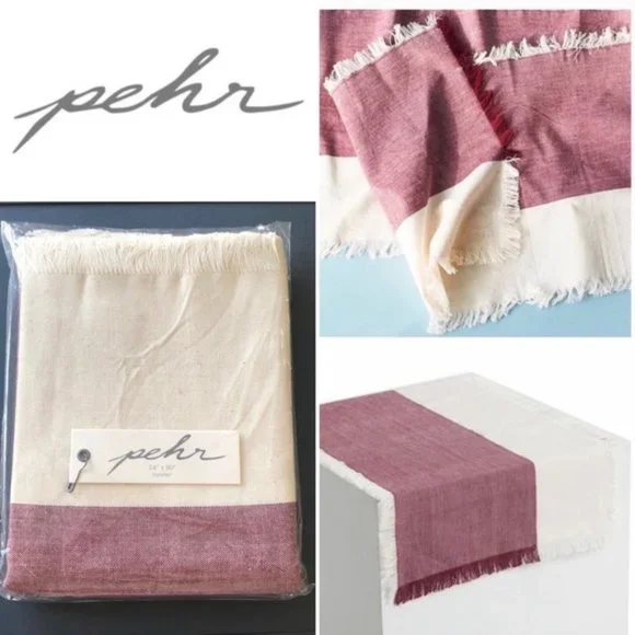 Pehr Designs Burgundy Wine & Cream Tablerunner NWT