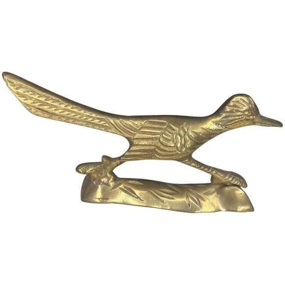 Vintage Solid Brass Roadrunner Bird Figurine Statue Mid Century Modern MCM