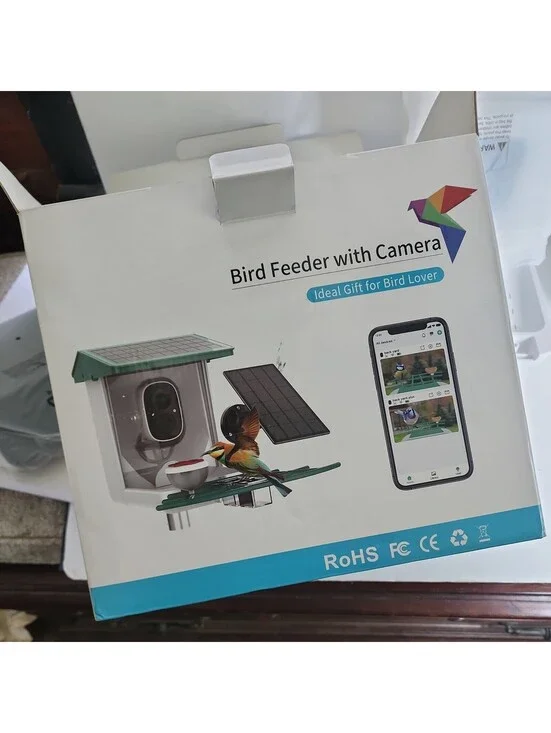 Bird Feeder  Live Video, Solar-Powered, Smart AI Identify Birds...