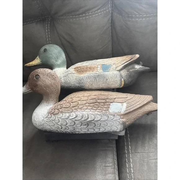 Pair Of Plastic Mallard Duck Decoys One Is Marked Flambeau