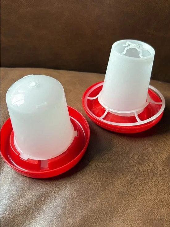 Red & White Poultry Waterer / Feeder Set