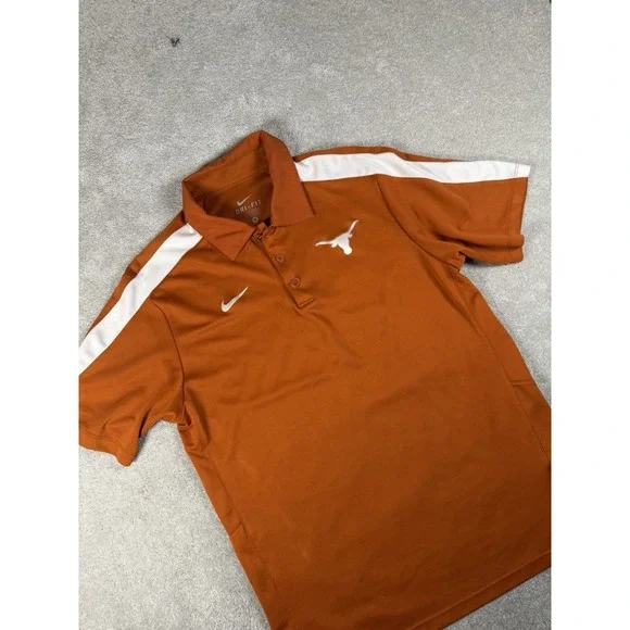 Texas Longhorns Polo Shirt Mens S Orange White NCAA Football Nike Team Dri Fit *