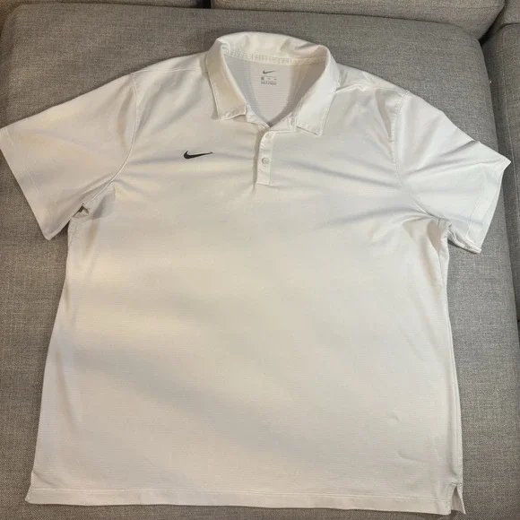 Nike Mens XL Dri-Fit White Golf Polo Shirt