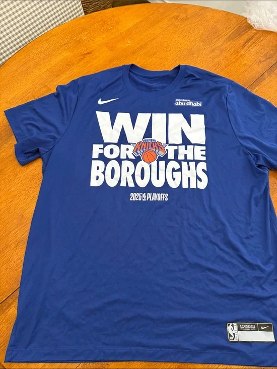 Nike Blue 'Win for the Boroughs' Knicks Playoffs T-Shirt xxl