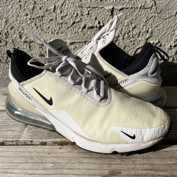 Nike Shoe Men Size 10 Air Max 270 Golf Sneakers White Low White