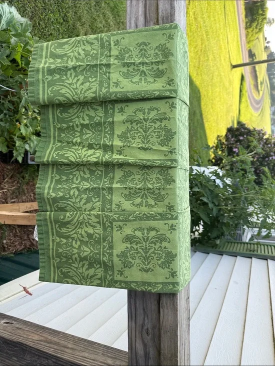 Vintage Karen Lee sage green BoHo style table napkins