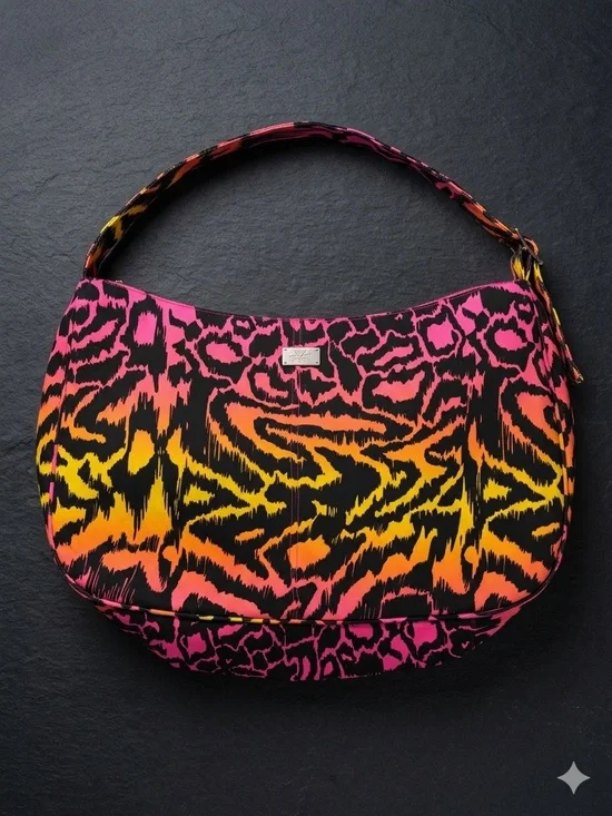Black Pink Orange Yellow Animal Print Shoulder Bag