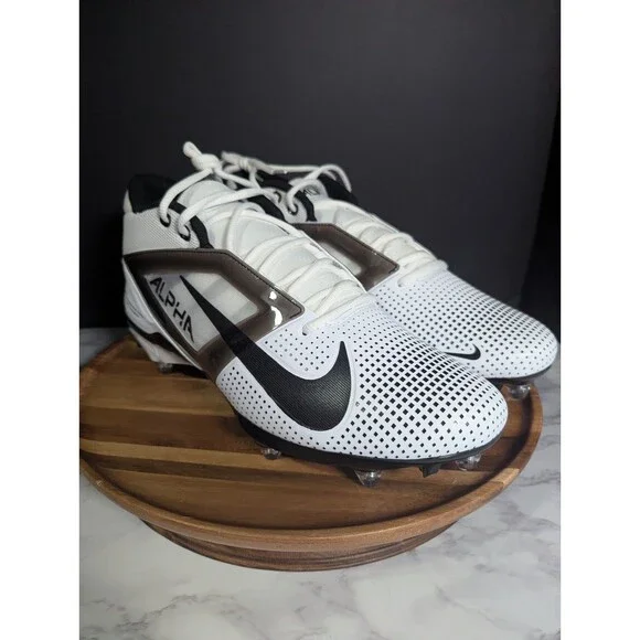 Nike Alpha Menace 4 Pro White Black Cleats Men Size 13.5 HF4555 100