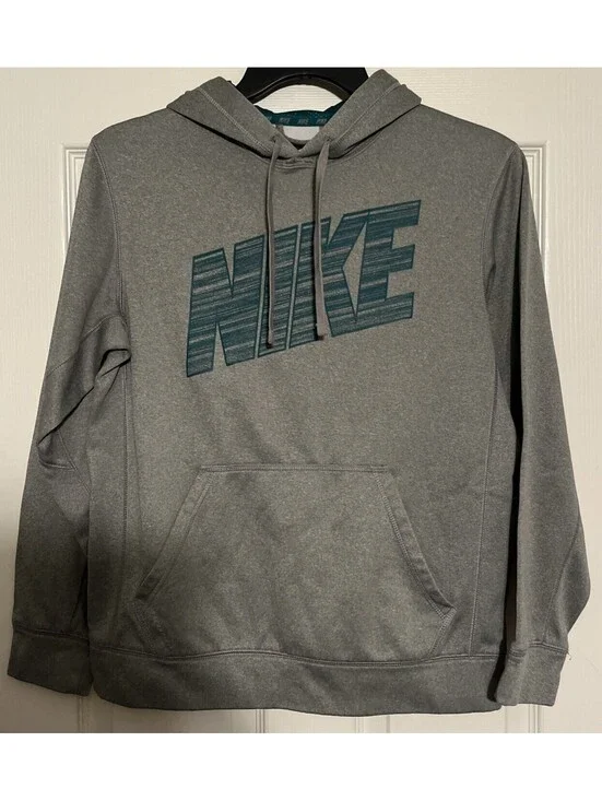 Nike Sweater Mens Small Gray Hoodie Therma Fit Fleece Pullover Clean!!