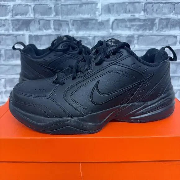 Nike Air Monarch IV Triple Black Athletic Dad Shoes 416355-001 Mens Size 7.5 4E