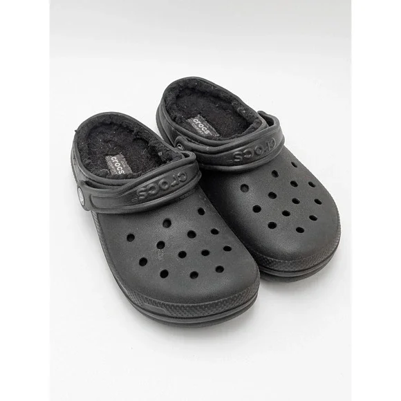 Unisex Child Size J2 - Crocs Classic Lined Clog Black/Black