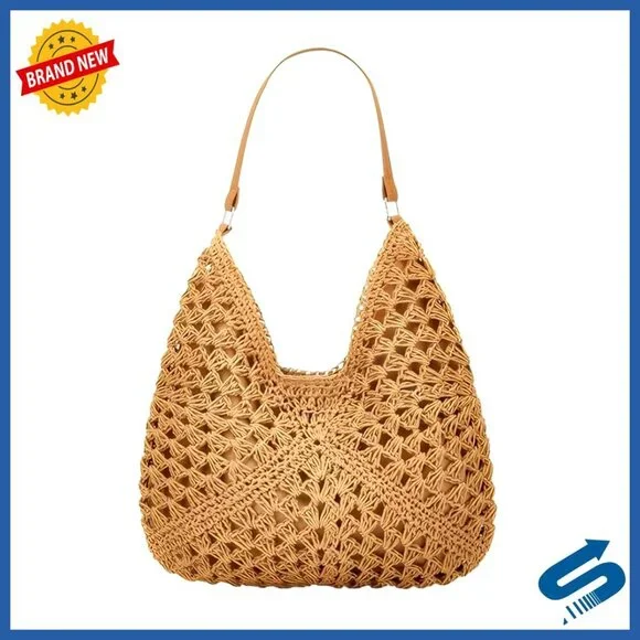 Straw Woven Hobo Bag Handmade Tote Beach Travel Shoulder Bag Boho Chic
