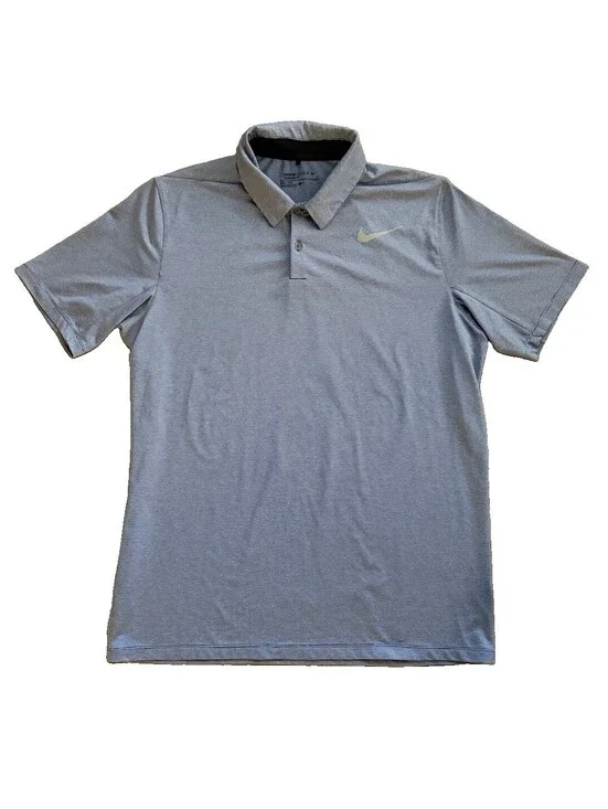 Nike Golf Dri-FIT Polo Shirt Mens L Blue Striped Short Sleeve Standard Fit