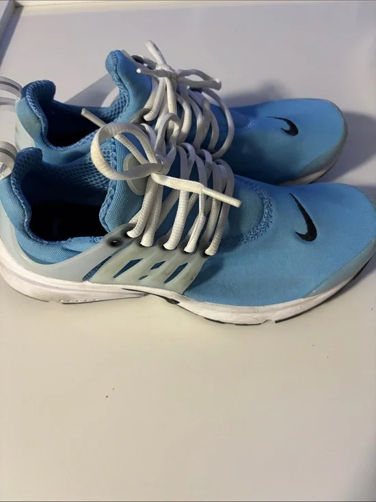 Men’s Nike  Light Blue and White Athletic Sneakers with Black Swoosh