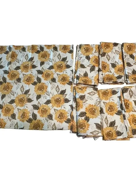 7 Autumn Hill Yellow Sunflower Cloth Napkin Dinner Party Fall Floral