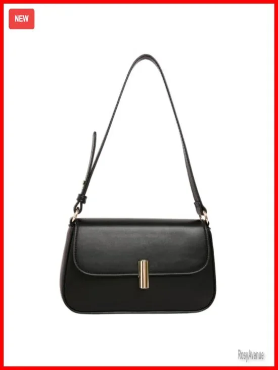 Small Vegan Leather Hobo Shoulder Bag with Triple Flap Closure & Adjustable
