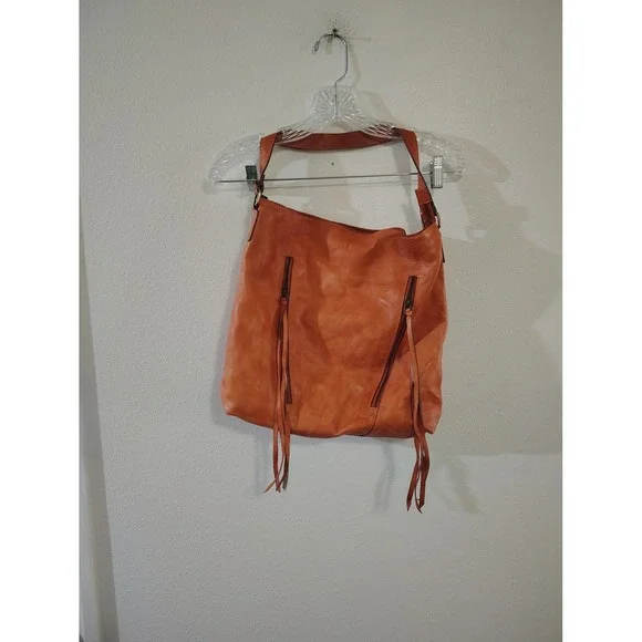 Frye Melissa Leather Hobo Bag Burnt Orange Ginger Tassel Shoulder Bag Womens