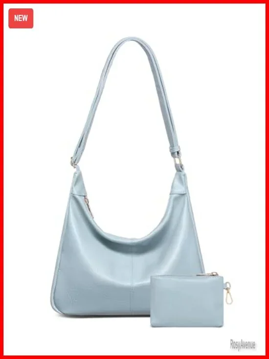 Soft Vegan Leather Hobo Bag with Mini Purse Crossbody Shoulder Tote