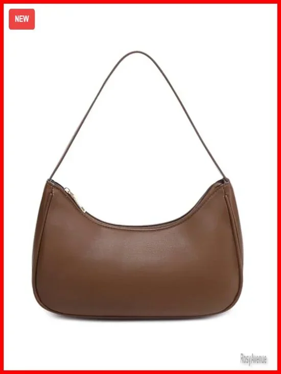 Lightweight PU Leather Hobo Shoulder Bag with Zipper Closure