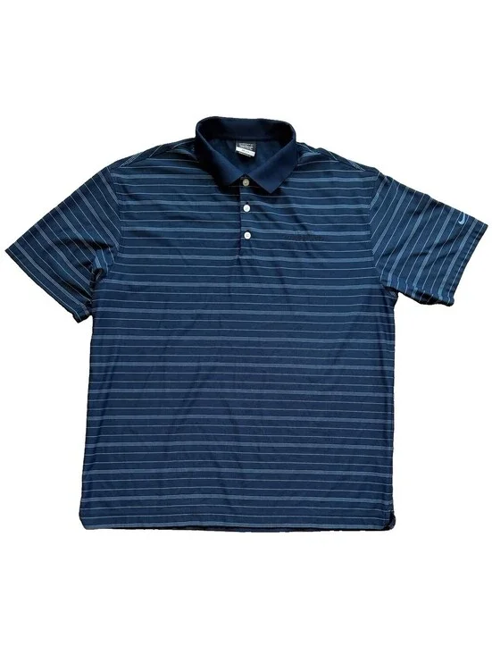 Nike Golf Dri-FIT Polo Shirt Men’s XL Blue Striped Sherwin-Williams Logo Golf
