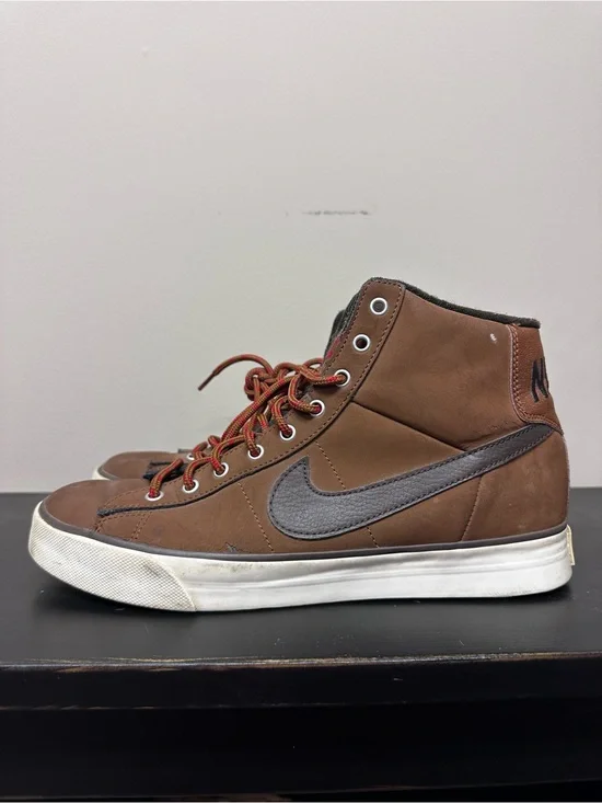 Nike Brown High-Top Sneakers with Gray Swoosh