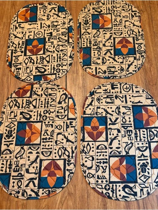 Vintage Aztec Tribal Geometric Quilted Placemats & Napkins Set of 4 Romatch
