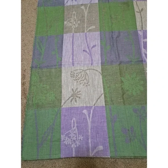 Linen Tablecloth New Green/Grey/Lavender  Made In Belarus 🇧🇾 57 X 57 Inches