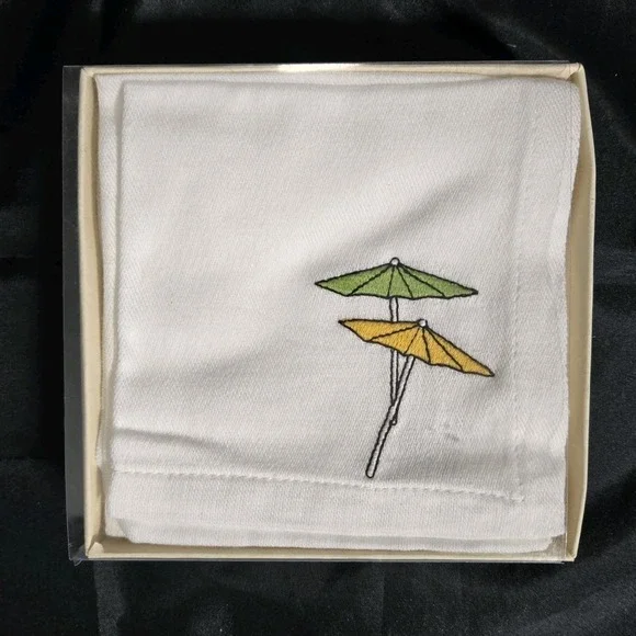 White Cocktail Napkins Set Of Six By‎ Pier 1 - Beach Umbrella Pattern 10