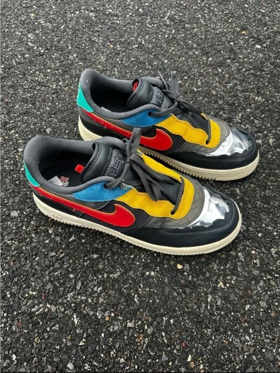 Nike Men's Multicolor Low-Top Sneakers - Black, Red, Yellow, Blue, Teal