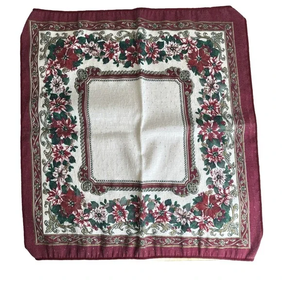 CHRISTMAS POINSETTIA 6 Napkins Fashion Industries Festive Holiday Season Dining‎