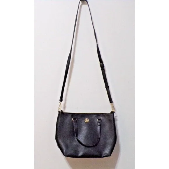 Anne Klein Black Shoulder Bag Adj Strap‎ Cold Accents