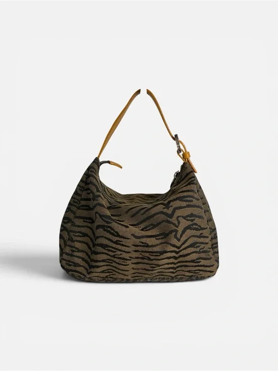 Fendi Zebra Print Jacquard Shoulder Bag – Brown/Black