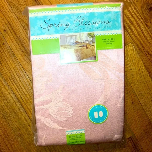 Town & Country Spring Blossoms DamaskTablecloth Pink 60” x 144”