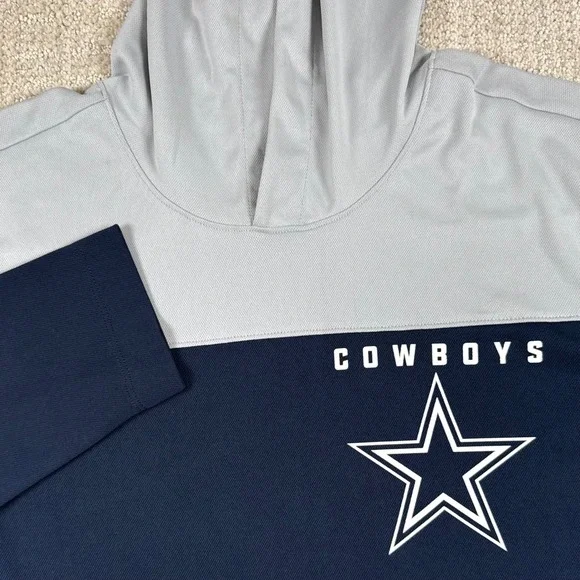 Nike Mens Medium Dallas Cowboys Blue Gray NFL Hoodie Performance Training Shirt