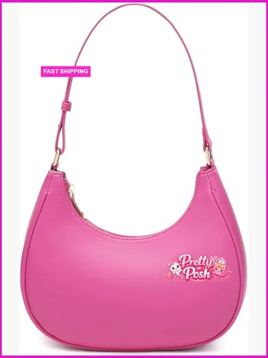 PU Leather Hobo Shoulder Bag with Zipper Closure