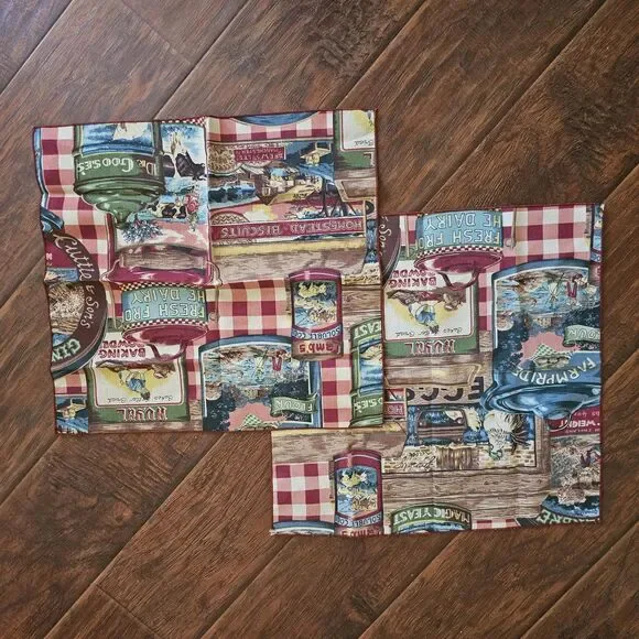 2 Retro Bandanas Napkins Vintage Kitchen Products Advertising 16 In Square