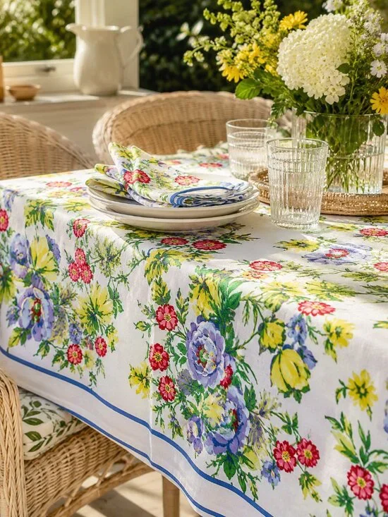 April Cornell Tablecloth Floral PENNY'S PATIO 100% Cotton Sz 60x84