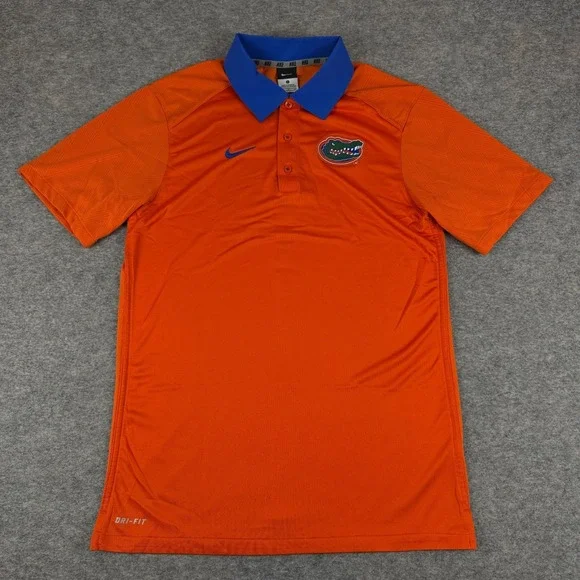 Nike Dri Fit Florida Gators Polo Shirt Polyester Orange Mens Small S