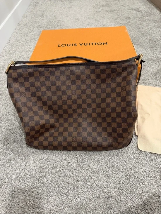 Louis Vuitton Damier Ebene Hobo Shoulder Bag - Dark Brown Check