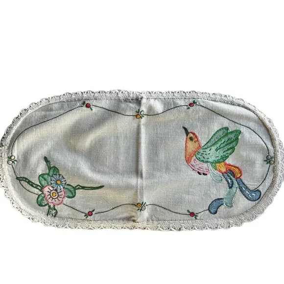 Hand-Painted & Embroidered Table Runner 22