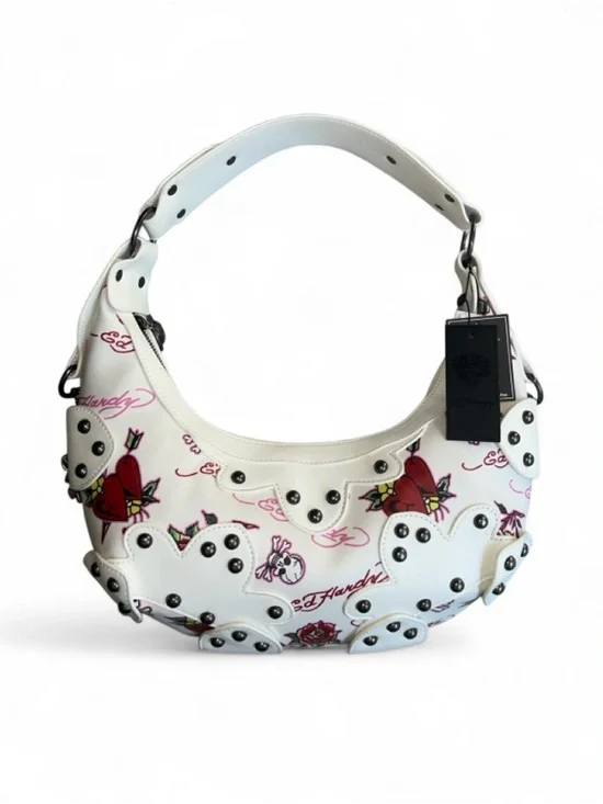 🆕☠️ Ed Hardy Dalinda Archival Studded Hobo Shoulder Bag NWT🥀