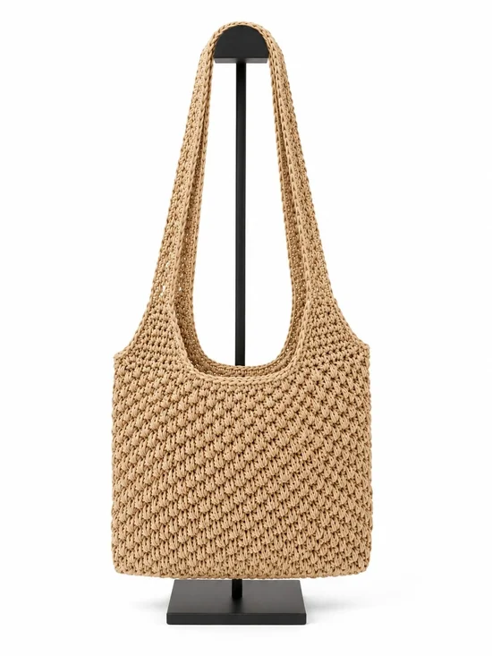 Woven Raffia Slouchy Hobo Bag